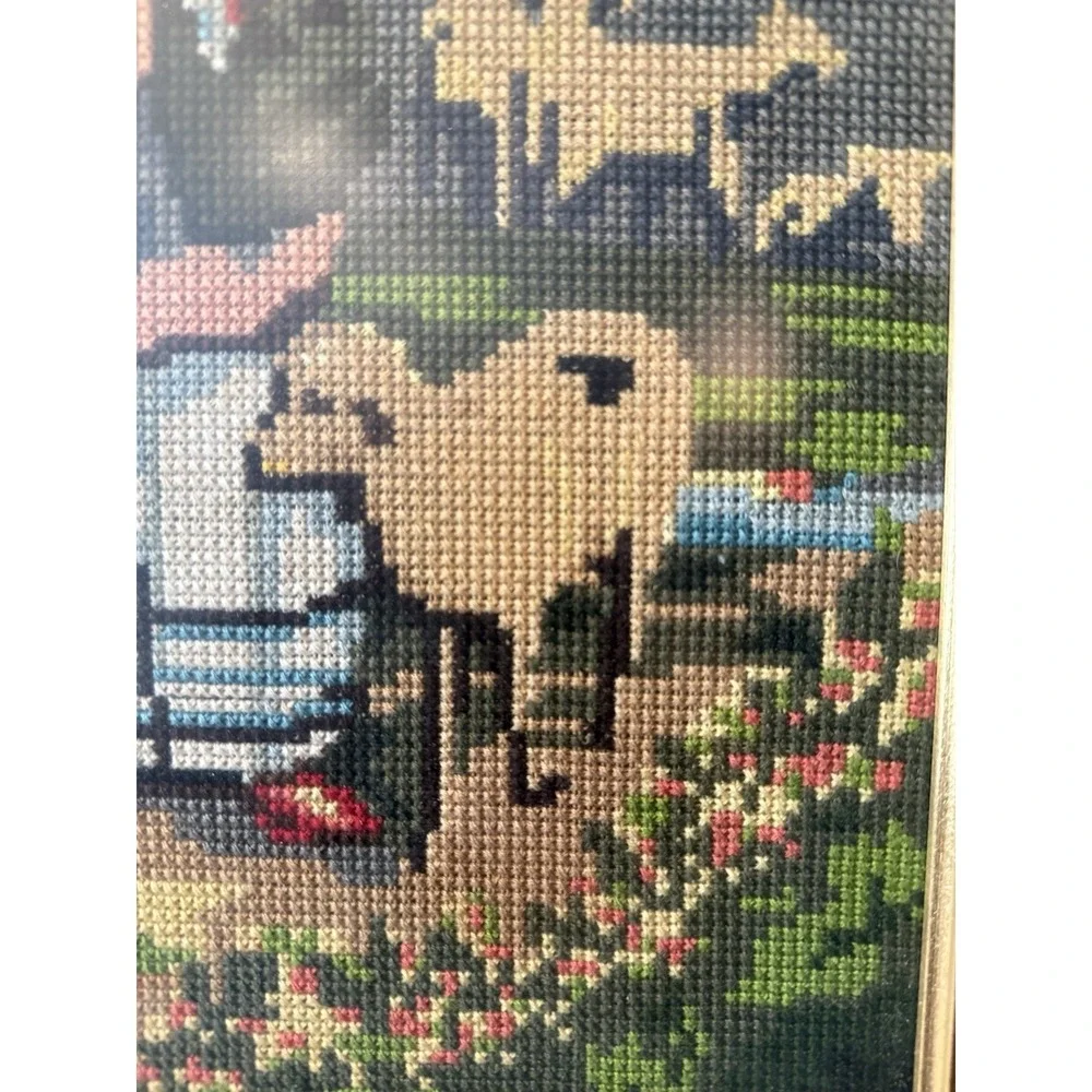 Vtg Greek Needlepoint Wall Art Pair Framed Traditional Evzone & Woman 28